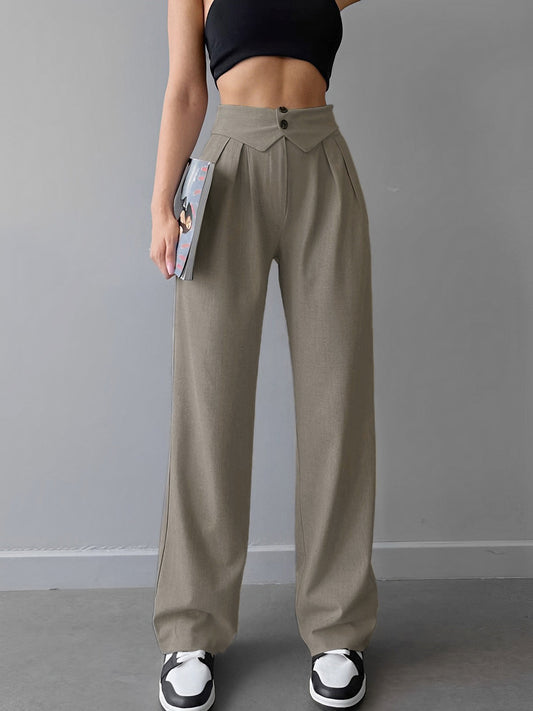 nvxiot Street Fold Over Waistband Straight Leg Dress Pants