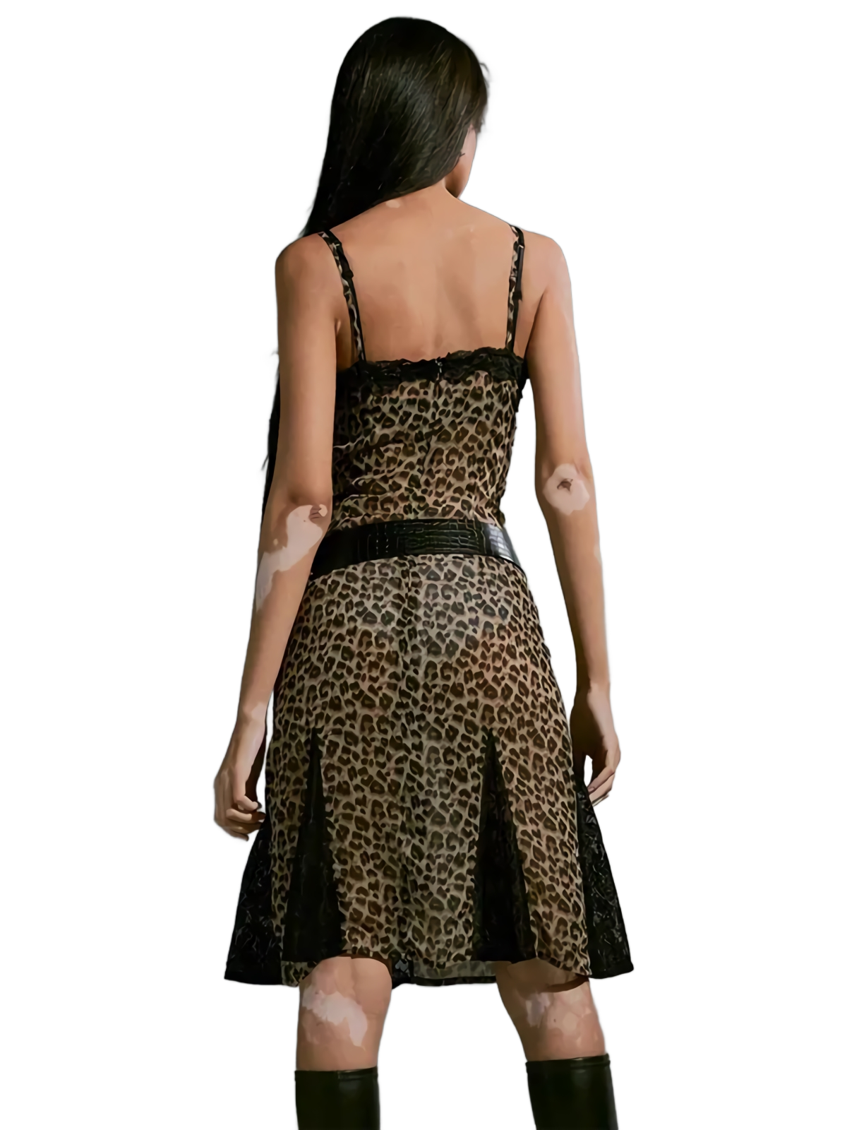 nvxiot Vintage Punk Leopard Midi Dress