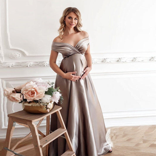 nvxiot Silk Sexy Maternity Photo Shoot Dresses Long Baby Showers Party Evening Pregnancy Maxi Gown Photography Props For Pregnant Women