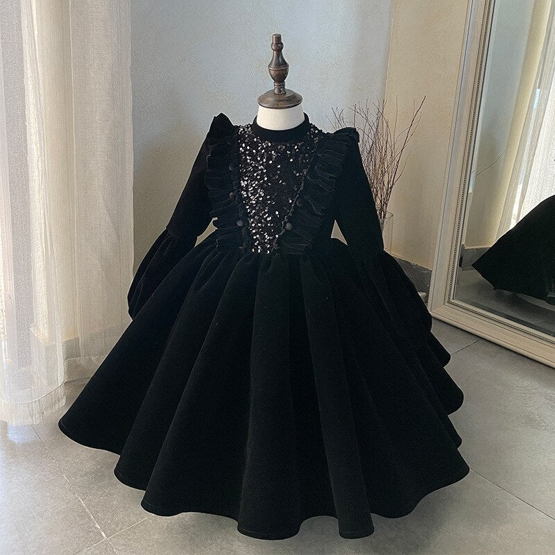 christmas decor ideas nightmare before christmas Girls Ceremony Dresses Spring Winter New Lace Long Sleeve Velvet for Children Baby Kid Party Wedding Elegant Princess Dress