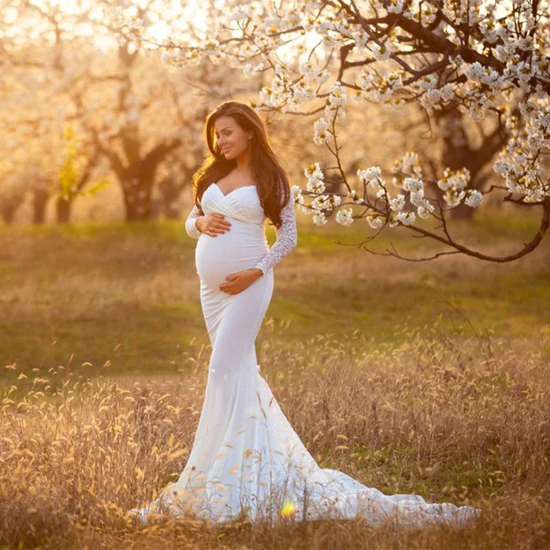nvxiot  -  Sexy Lace Maternity Dresses For Baby Showers Photo Shoot Long Fancy Pregnancy Maxi Gown Elegence Pregnant Women Photography Prop