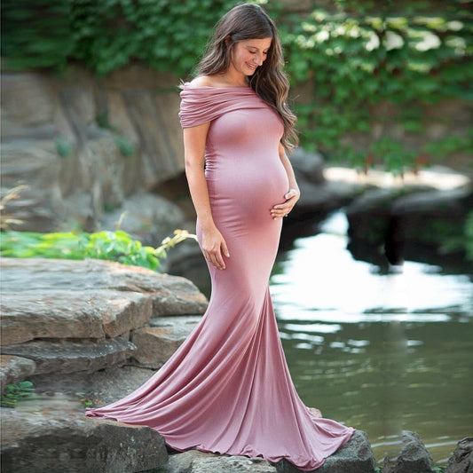 nvxiot Shoulderless Maternity Dresses Photography Props Long Pregnancy Dress For Baby Shower Photo Shoots Pregnant Women Maxi Gown