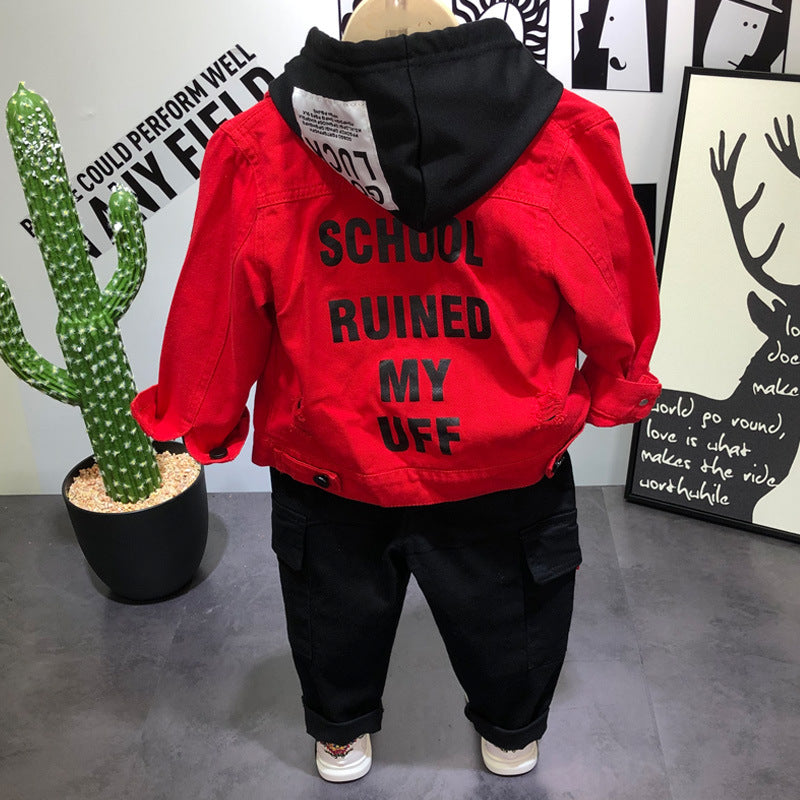 nvxiot Spring Autumn Children Boys Clothing Sets 3pcs Jacket Coat+ Shirt+pants Toddler Baby Kids Hooded Clothes Suits 2 3 8 Years Old