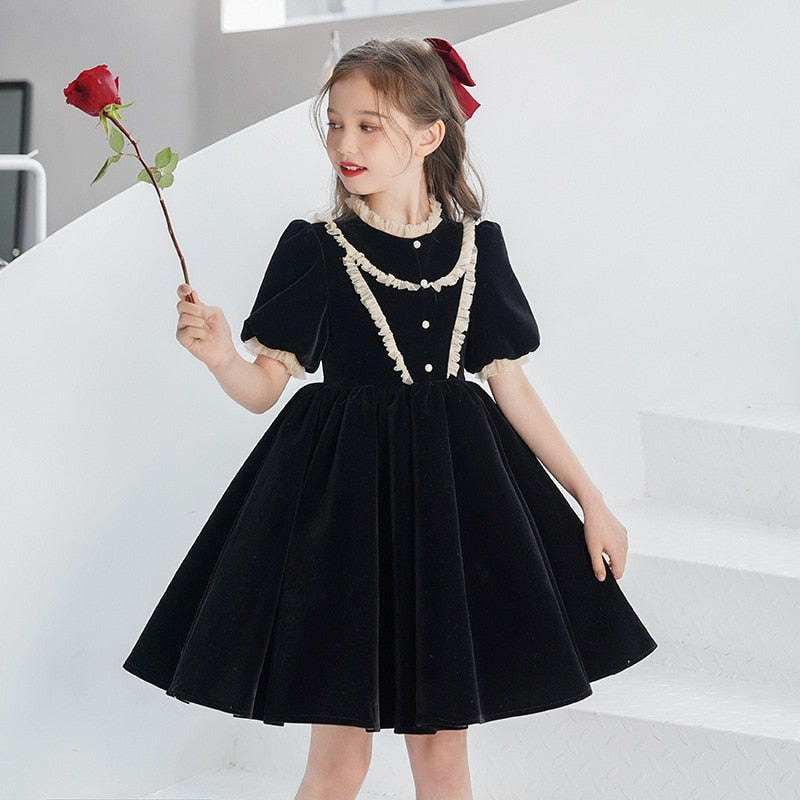 christmas decor ideas nightmare before christmas Girls Ceremony Dresses Spring Winter New Lace Long Sleeve Velvet for Children Baby Kid Party Wedding Elegant Princess Dress