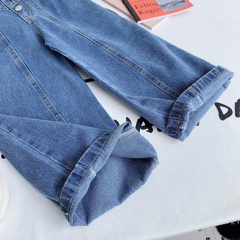 nvxiot Spring Autumn Girls Jeans Baby Denim Pants Kids Wide Leg Trousers Children Bottoms Streetwear High Waist Bud Buttons 3 To 14 Yrs