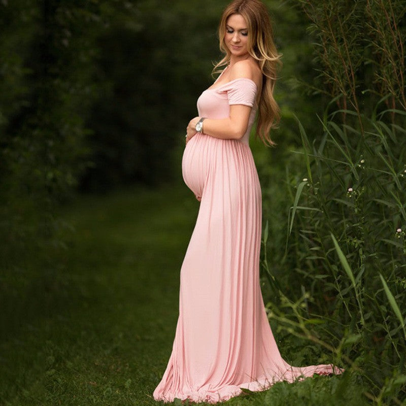 nvxiot Long Maternity Photography Props Women's Lace Stitching Pregnant Women's Long Sleeve Dress Flying Sleeve Dress  for Photo Shoot