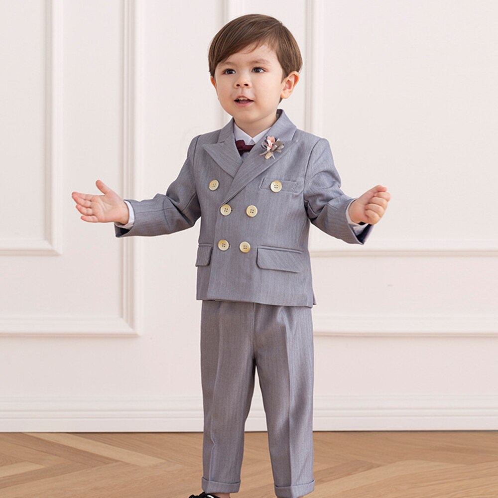 nvxiot Pink Boys Suits for Weddings Kids Blazer Suit for Boy Costume Infant Blazer Boys Tuxedo Baby Boy Clothing Sets Coat+Pant+bow 3Ps