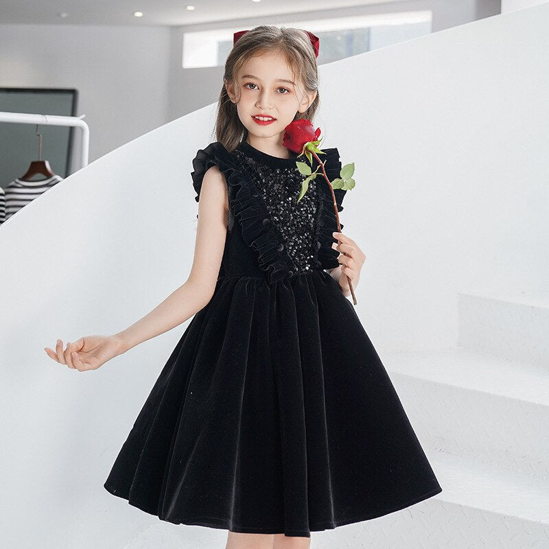 christmas decor ideas nightmare before christmas Girls Ceremony Dresses Spring Winter New Lace Long Sleeve Velvet for Children Baby Kid Party Wedding Elegant Princess Dress