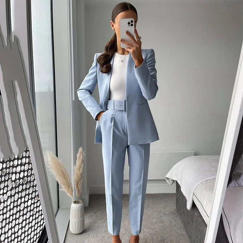 nvxiot Traf  Woman White Career Pant Office Lady Straight Pants Belt Casual Ankle Length Women Trousers Oem Female Suit Set