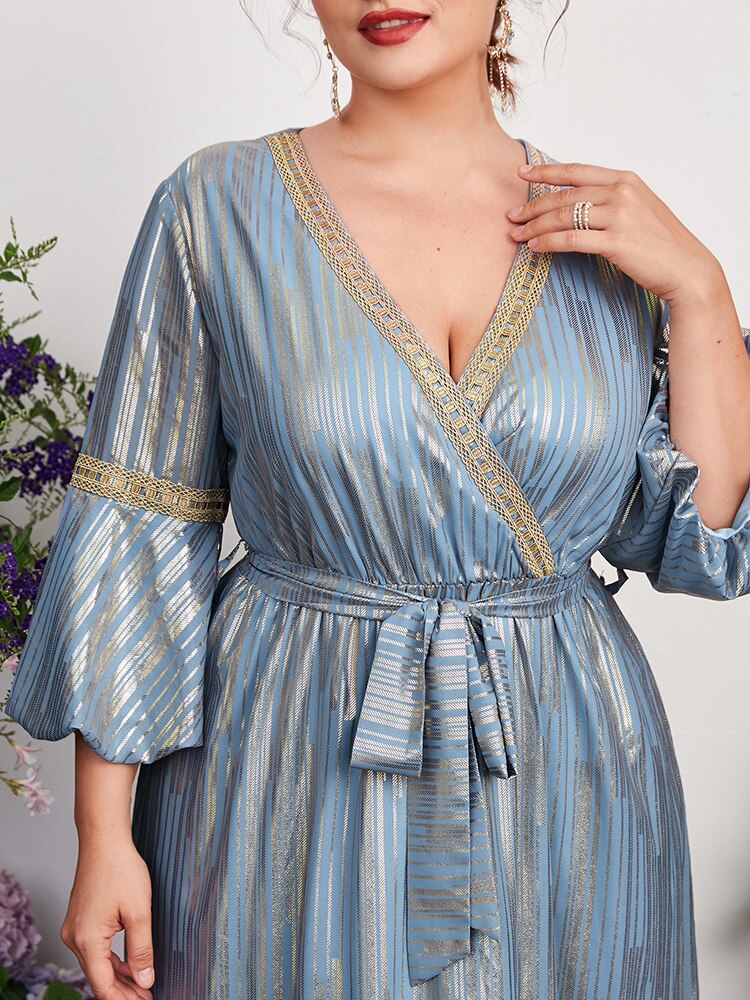 nvxiot Plus Size Women's Maxi Long Dresses Spring Summer Luxury Elegant Puff Belted Party Evening Wedding Festival Clothing