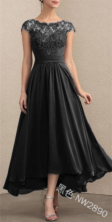 nvxiot Elegant A Line Chiffon Mother Of The Bride Dresses Formal Women Dress Tea Length Short Sleeves Summer Lady Gown YSAN1216