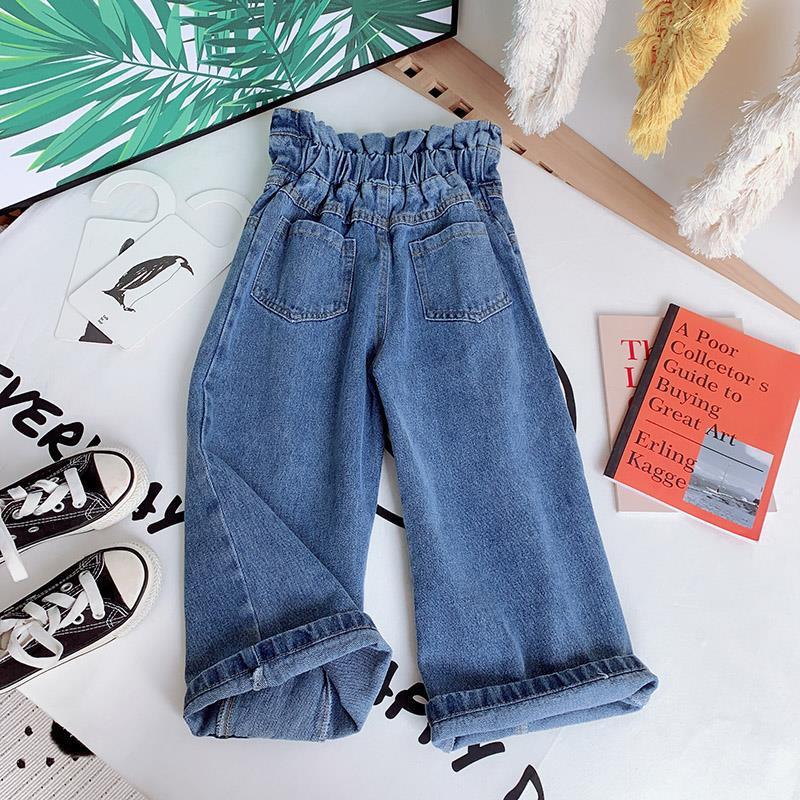 nvxiot Spring Autumn Girls Jeans Baby Denim Pants Kids Wide Leg Trousers Children Bottoms Streetwear High Waist Bud Buttons 3 To 14 Yrs