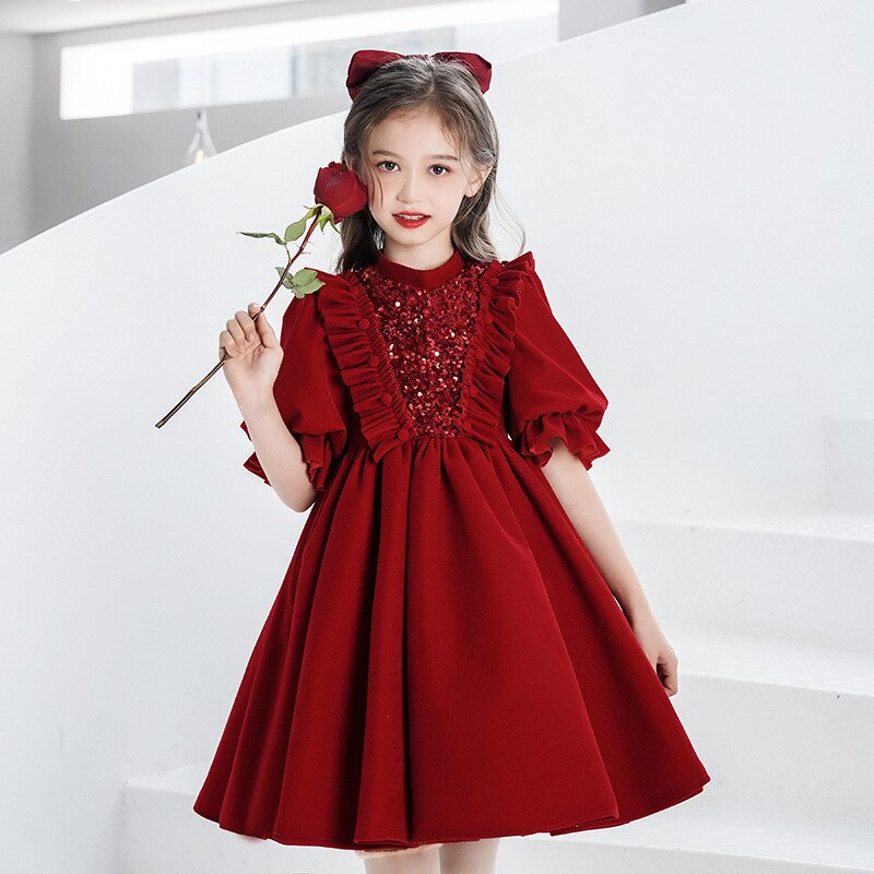 christmas decor ideas nightmare before christmas Girls Ceremony Dresses Spring Winter New Lace Long Sleeve Velvet for Children Baby Kid Party Wedding Elegant Princess Dress