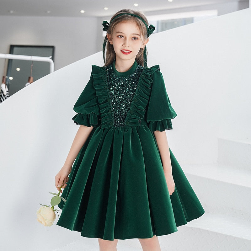 christmas decor ideas nightmare before christmas Girls Ceremony Dresses Spring Winter New Lace Long Sleeve Velvet for Children Baby Kid Party Wedding Elegant Princess Dress