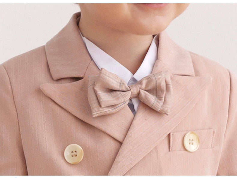 nvxiot Pink Boys Suits for Weddings Kids Blazer Suit for Boy Costume Infant Blazer Boys Tuxedo Baby Boy Clothing Sets Coat+Pant+bow 3Ps