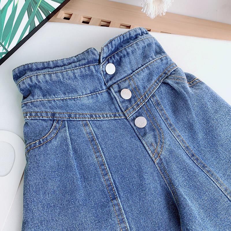 nvxiot Spring Autumn Girls Jeans Baby Denim Pants Kids Wide Leg Trousers Children Bottoms Streetwear High Waist Bud Buttons 3 To 14 Yrs