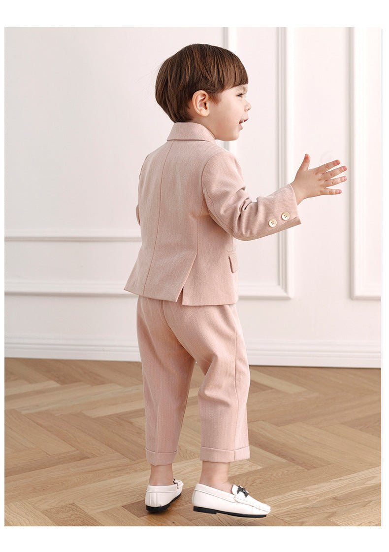 nvxiot Pink Boys Suits for Weddings Kids Blazer Suit for Boy Costume Infant Blazer Boys Tuxedo Baby Boy Clothing Sets Coat+Pant+bow 3Ps