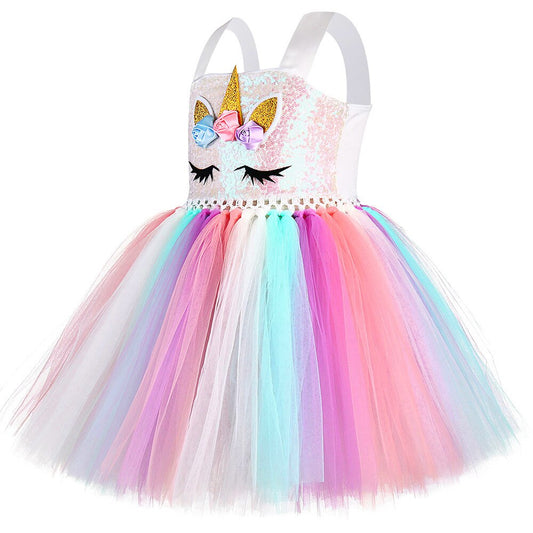 halloween decorations halloween costumes halloween gift Pastel Sequins Girls Unicorn Dress with Wings Headband Outfit Toddler Baby Girl Unicorns Costumes for Halloween Birthday Dresses