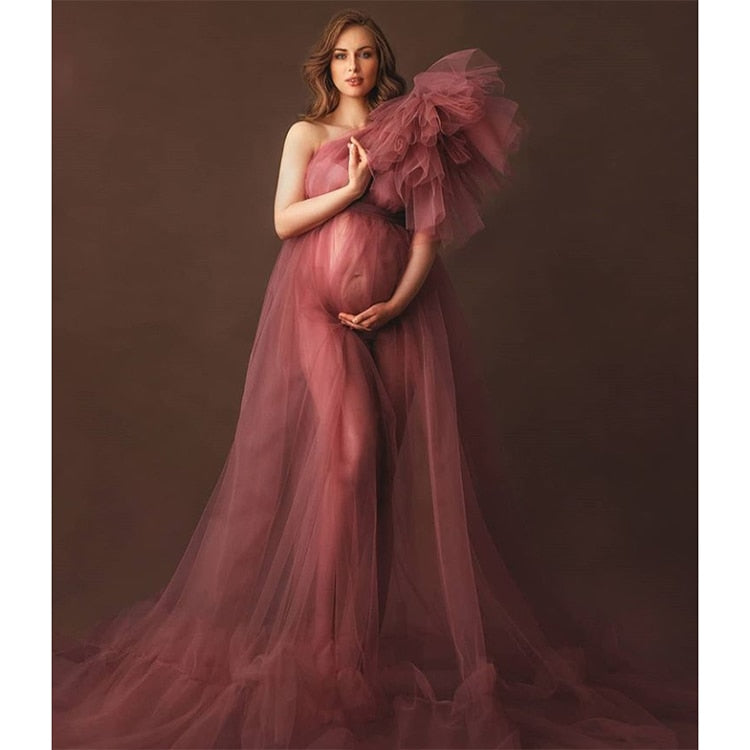 nvxiot One-shoulder Maternity Dress For Photography Sexy Pregnancy Dresses For Photo Shoot White Pregnancy Maxi Dress Women