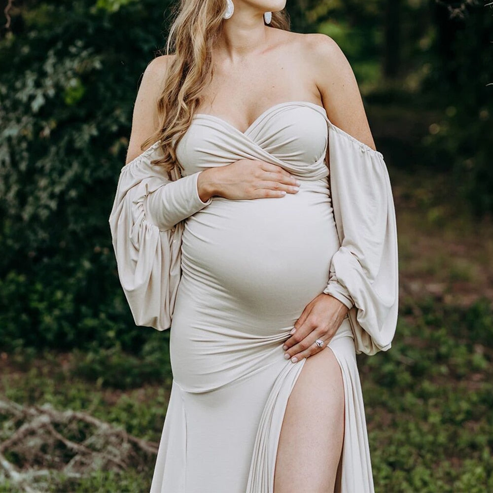 Mermaid Maternity Dresses for Photo Shoot Pregnant Women Pregnancy Dress Photography Sexy Off Shoulder Maxi Maternity Gown