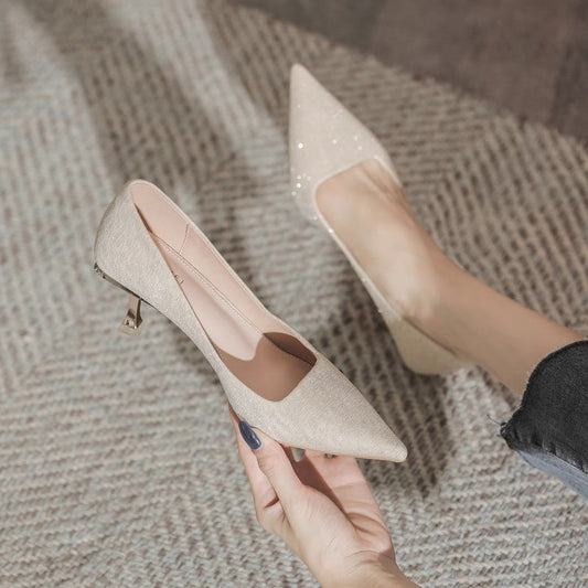 High Heels Niche Design  New Spring and Autumn All-Matching Stiletto Pointed-Toe Small Heel Pumps Women