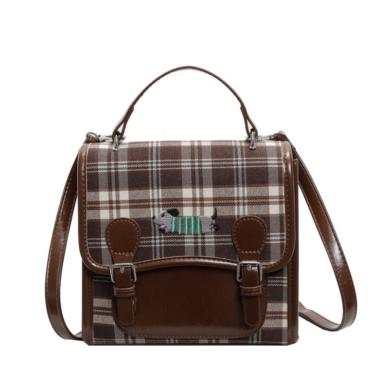 NVXIOT 2025 High sense fashion retro plaid backpack women's popular new college style small backpack to work commuting small square bag