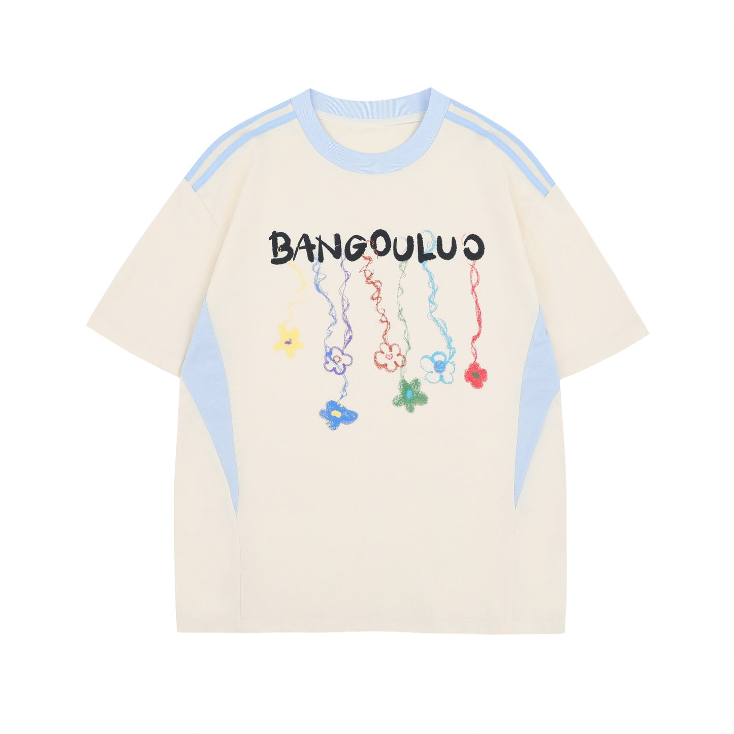 10281 2025n street 2025 summer men and women splicing high-end logo design men's loose short-sleeved T-shirt