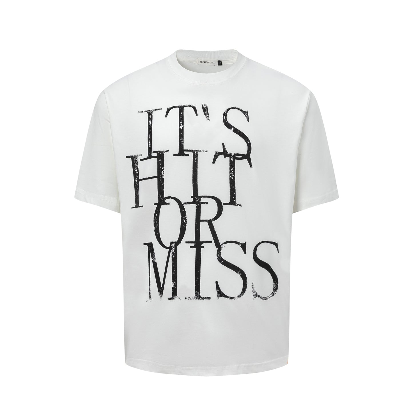 27297 2025n Street 2025 Summer Neutral Creative Text Design Sense Men's Loose Premium Sense Short Sleeve T-Shirt