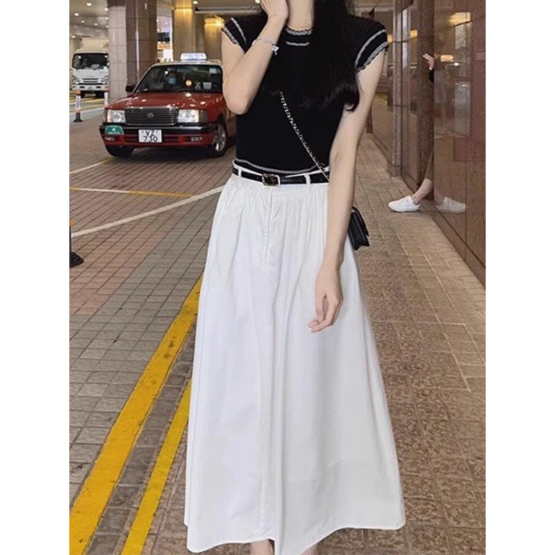 Summer wear with a complete set of thin tea wear and salt light and familiar Internet celebrities fried street age reduction two-piece suit skirt children