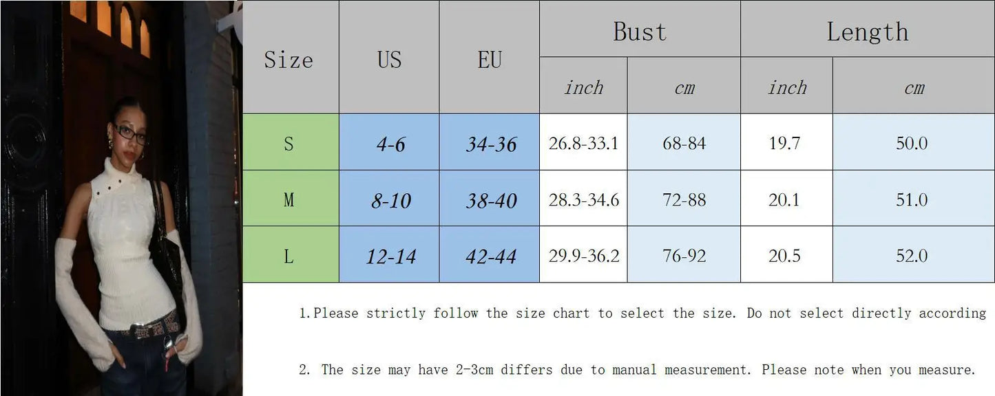 nvxiot  -  Vintage Knitted Tank Tops for Women Y2K Fashion Turtleneck Sleeveless Slim Tops Summer Casual Tee Female Streetwear 2024