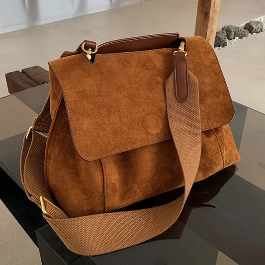 nvxiot Retro Brown Matte Autumn & Winter Bag Women's Large Capacity Crossbody Shoulder Bag Vintage Fashion Female Handbags Casual Totes