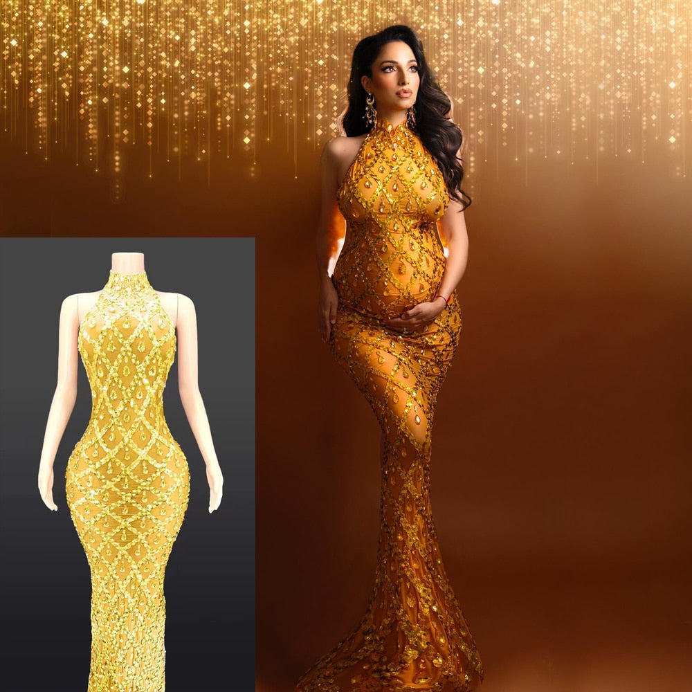 nvxiot Two Maternity Dresses For Photo Shoot Women Pregnancy Stretch Fabric Lace Dress Photography Props Sexy Maxi Maternity Gown Vestidos