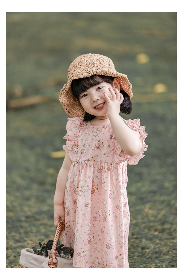 Summer Baby Girls Princess Dress Children Clothes Cotton Short Sleeve Blouse Top+Pants Suits  Kids Party pastoral Floral skirt