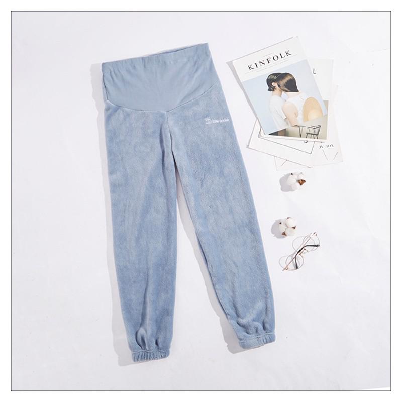 Winter Warm Maternity Pants Flannel Pregnancy Leggings Solid Color Pants Elastic Pregnant Women Trousers Pregnancy Clothes