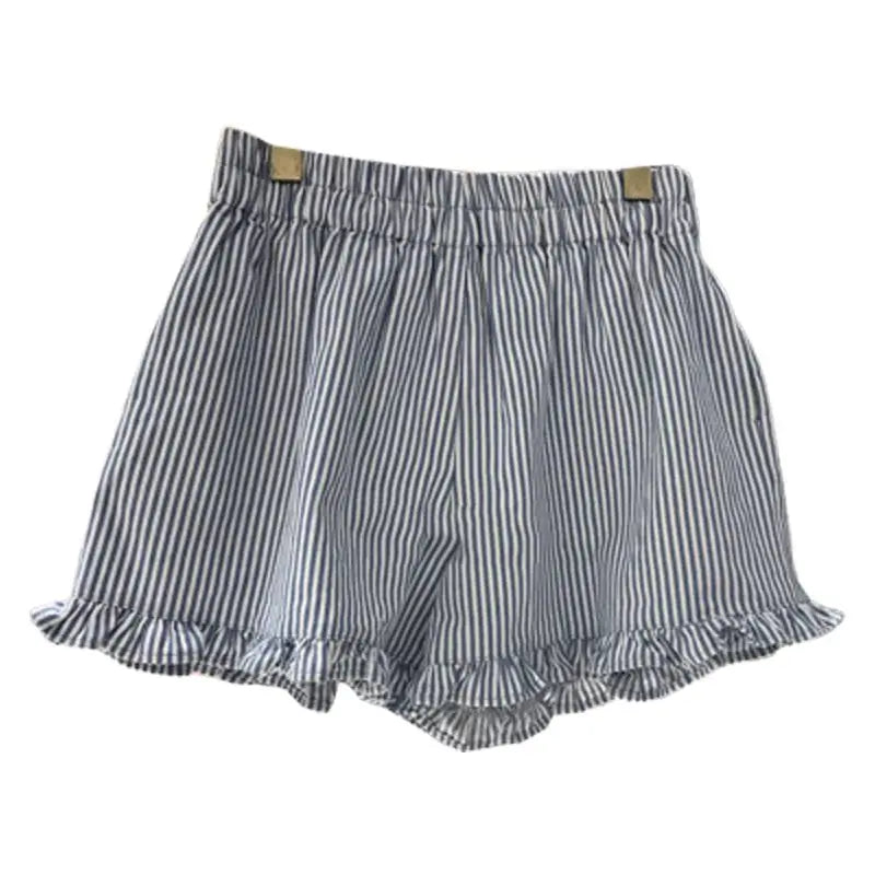 MQTIME  -  Summer Elastic Waist Color Block Striped Shorts Women's Casual Loose High Street Personality Simple Shorts Female Clothes