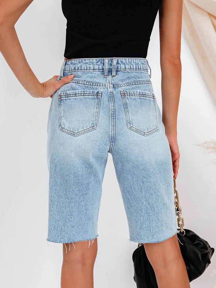 nvxiot Women Summer Denim Shorts Ripped Tassel Wide Leg Shorts Jeans Boyfriend Casual Pantalones Cortos De Mujer Shorts Feminino Jeans