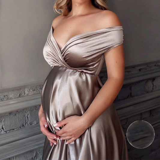 nvxiot Women's Long Dress Silk Elegant Deep V Neck Summer Party Babyshower Session Photos Pregnant Photographic Sexy Maternity Dresses