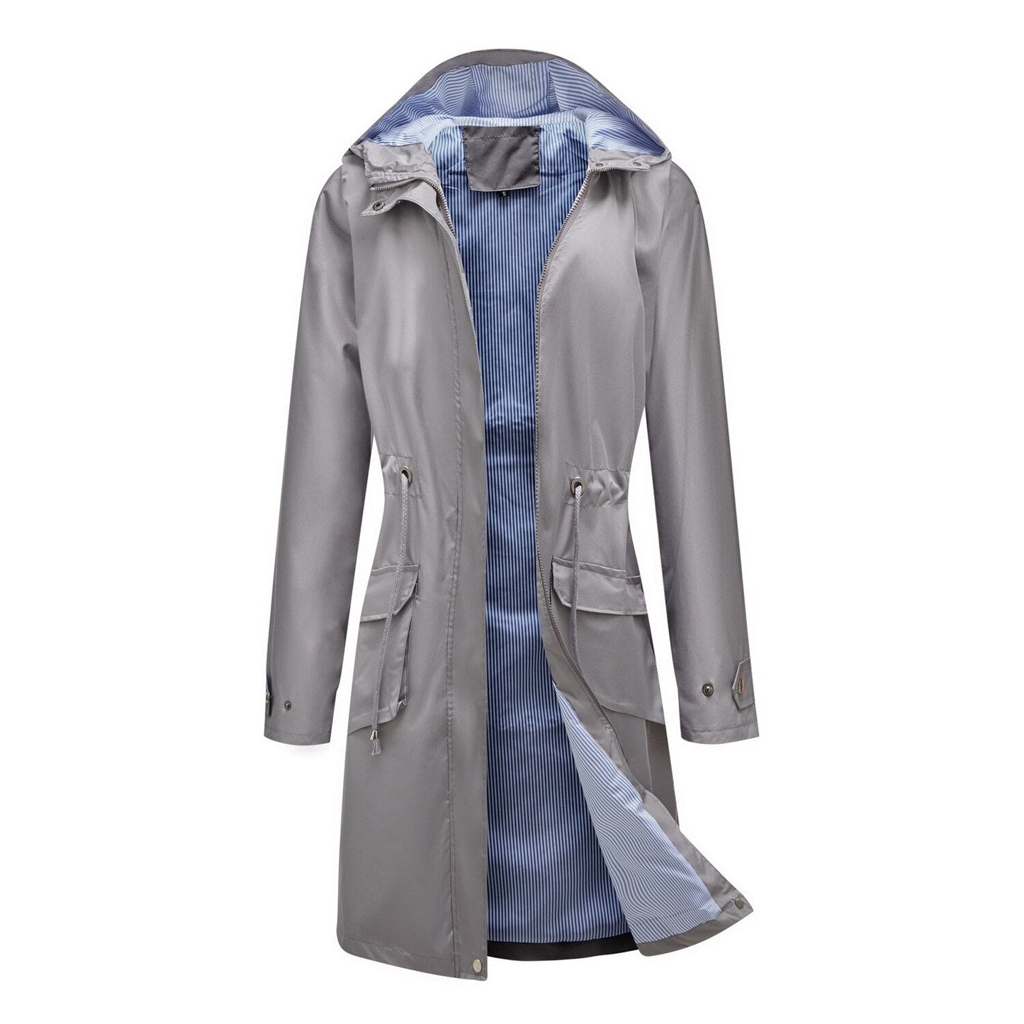 nvxiot New Spring and Autumn Waterproof Long Trench Coats Fashion Loose Thin Coat Women Zipper Long-sleeved Hooded Jacket Cappotti