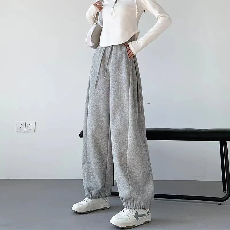 MQTIME  -   2024 Khaki Baggy Sweatpants Women Outfit Sports Pants Oversized High Waist Loose Beige Pants Wide Leg Sweatpants Female Trousers