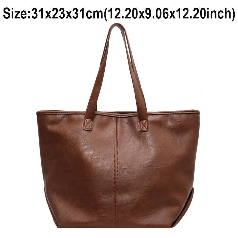 nvxiot Large Capacity PU Leather Bags Brand Design Big Tote Bag for Women Solid Color Fashion Female Handbags INS Style Underarm Bags