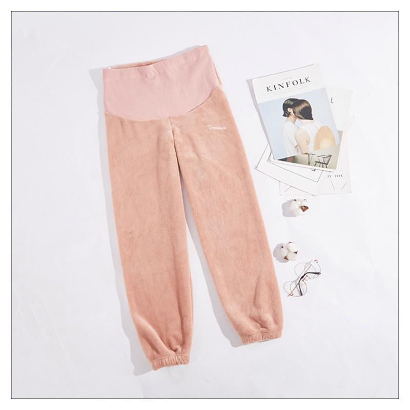 Winter Warm Maternity Pants Flannel Pregnancy Leggings Solid Color Pants Elastic Pregnant Women Trousers Pregnancy Clothes