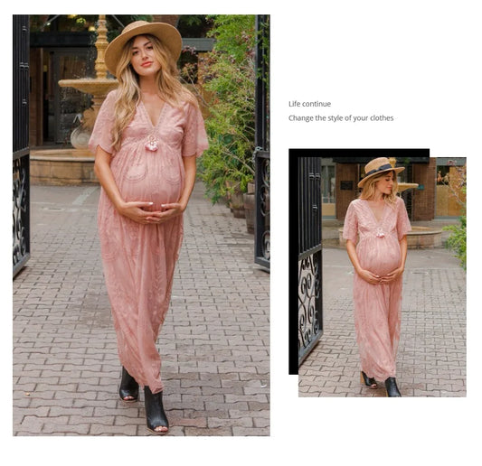 MQTIME  -   Summer Maternity Lace Dress Maternity Dresses for Photography Pregnant Wedding Sexy Dress