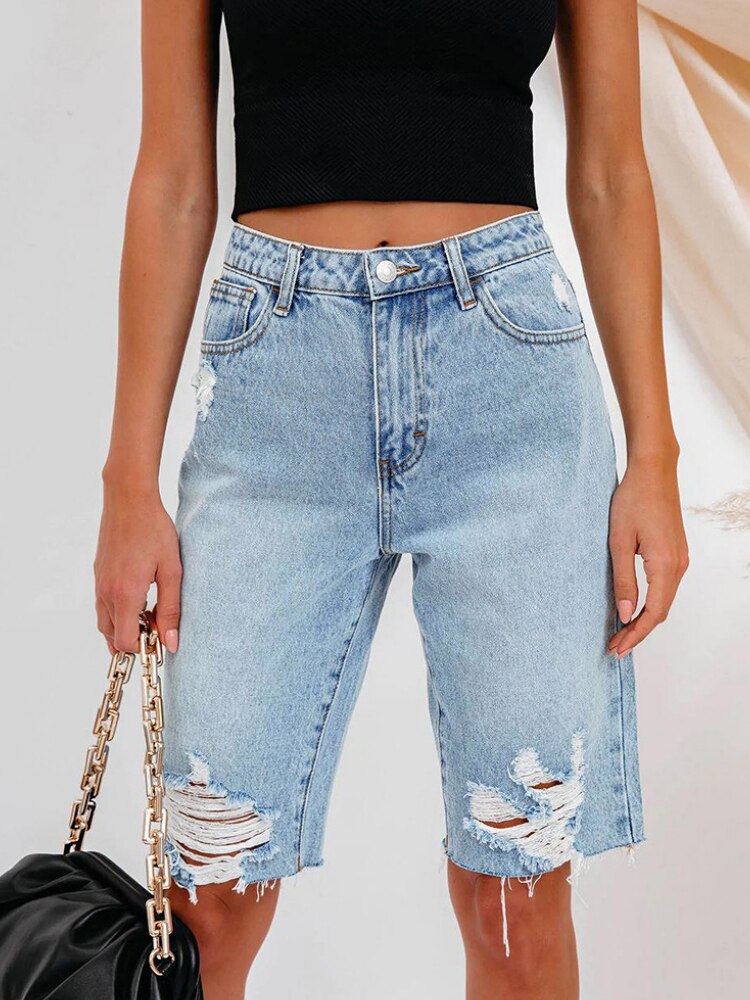 nvxiot Women Summer Denim Shorts Ripped Tassel Wide Leg Shorts Jeans Boyfriend Casual Pantalones Cortos De Mujer Shorts Feminino Jeans