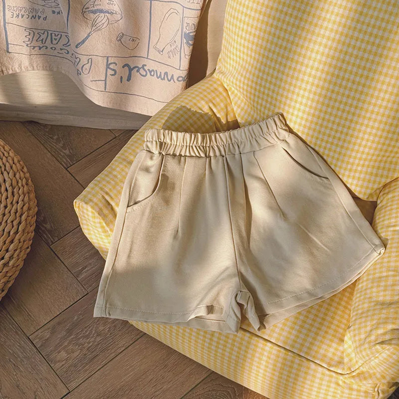 MQTIME  -  Korean 2024 Summer Toddler Girl Shorts Muslin Elastic Waist Thin Little Girl Shorts Solid Loose All-match Young Baby Girl Shorts