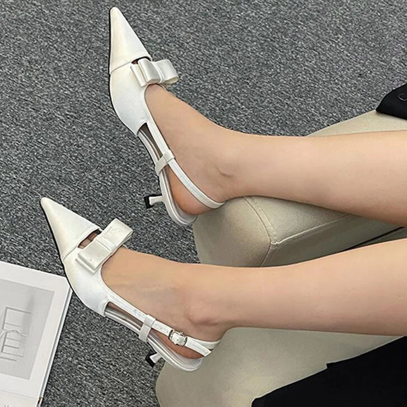 nvxiot Gladiator Sandals Ladies New Summer Pointed Toe Pink White Black Mary Jane Party Shoes Woman Plus Size Ankle Straps Pumps