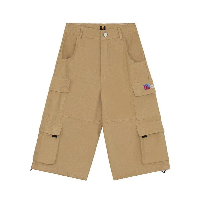 MQTIME  -  Women's Multi Pocket Neutral Cargo Cropped Pants Summer New Street Style Thin Shorts Casual  Female Straight Wide Leg Trousers