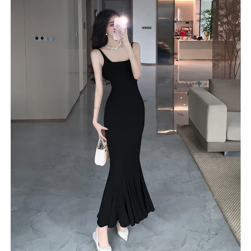 nvxiot  -  2024 Summer New Design Sensational Elegance Dress French camisole Skirt Tight Fishtail Wrapped Hip Sleeveless Long Dress