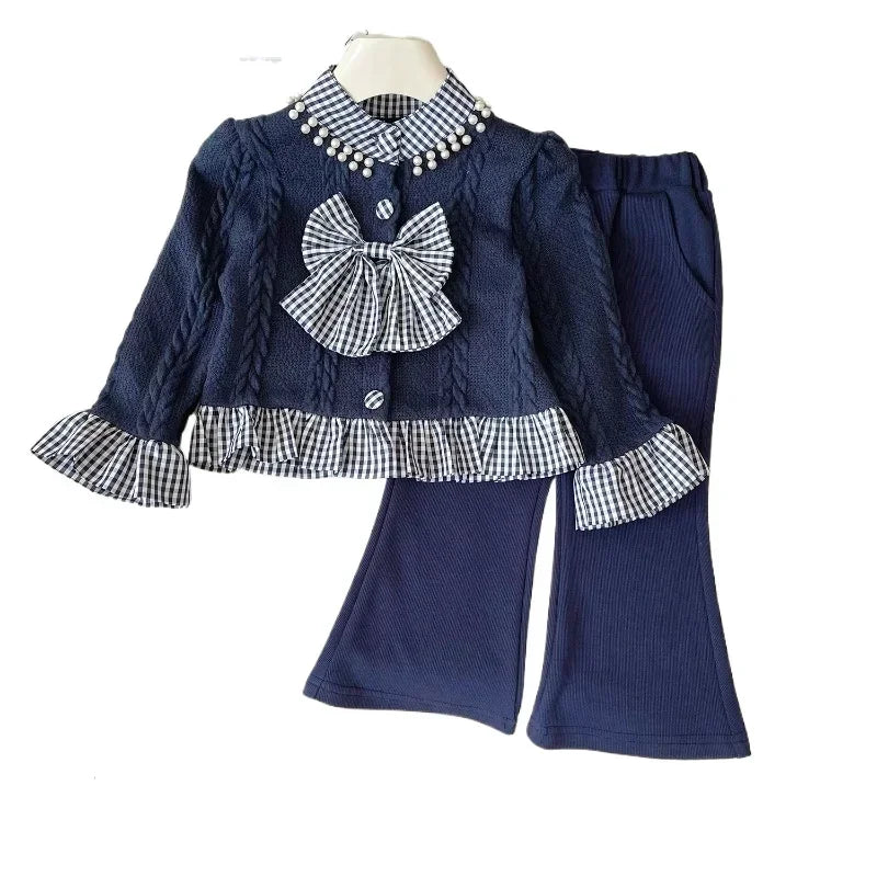 nvxiot  -  Autumn Girls Clothes Sets Spring Long Sleeve Knitted Cardigan+Pants Fashion Toddler Girl Clothes Two Piece Set 2 3 4 5 6 7Yrs