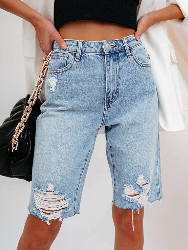 nvxiot Women Summer Denim Shorts Ripped Tassel Wide Leg Shorts Jeans Boyfriend Casual Pantalones Cortos De Mujer Shorts Feminino Jeans