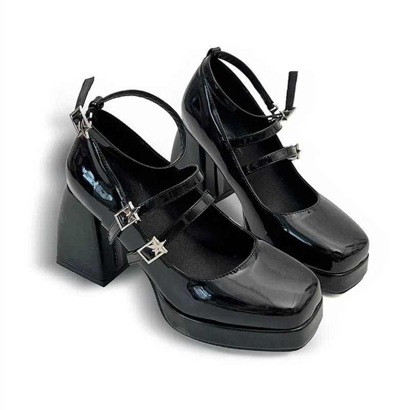 nvxiot  - New Mary Jane for Women Platform Pumps Thick High Heels Shoes Woman Lolita Shoes Female Spring Fashion Buckle Party Shoes